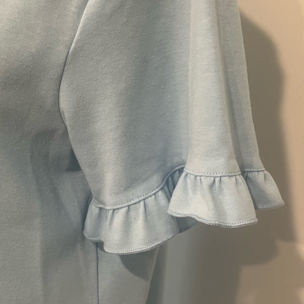 NWOT Women's Sky Blue Tee with Ruffled Sleeves, Medium - Picture 2 of 3